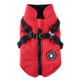 Chest Strap Jacket Cotton-padded Coat (Option: DZ229 Red-XL)